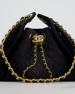 *RARE* Chanel 26C Mini 25 Handbag in Black Denim with Brushed Gold Hardware