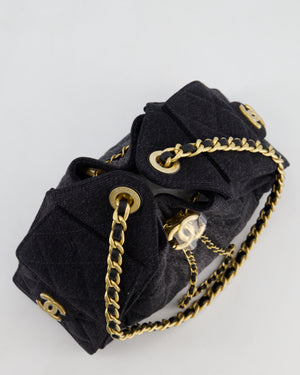 *RARE* Chanel 26C Mini 25 Handbag in Black Denim with Brushed Gold Hardware