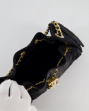 *RARE* Chanel 26C Mini 25 Handbag in Black Denim with Brushed Gold Hardware