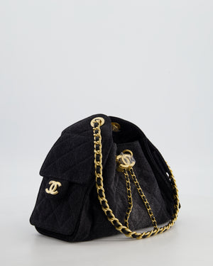 *RARE* Chanel 26C Mini 25 Handbag in Black Denim with Brushed Gold Hardware