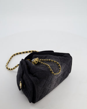 *RARE* Chanel 26C Mini 25 Handbag in Black Denim with Brushed Gold Hardware