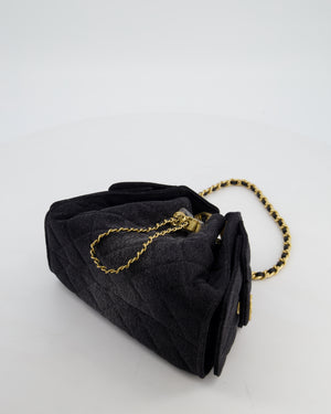 *RARE* Chanel 26C Mini 25 Handbag in Black Denim with Brushed Gold Hardware