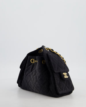 *RARE* Chanel 26C Mini 25 Handbag in Black Denim with Brushed Gold Hardware