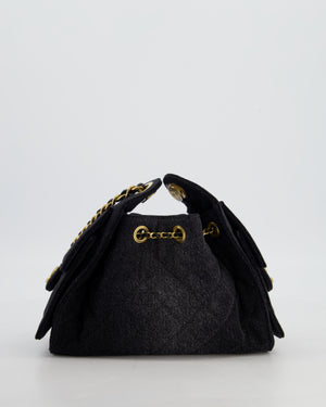 *RARE* Chanel 26C Mini 25 Handbag in Black Denim with Brushed Gold Hardware