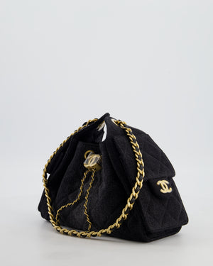*RARE* Chanel 26C Mini 25 Handbag in Black Denim with Brushed Gold Hardware