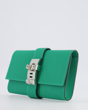 Hermès Medor Clutch 23 Bag in Menthe Chèvre Mysore Leather with Palladium Hardware