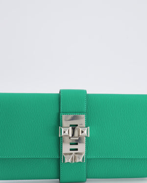 Hermès Medor Clutch 23 Bag in Menthe Chèvre Mysore Leather with Palladium Hardware