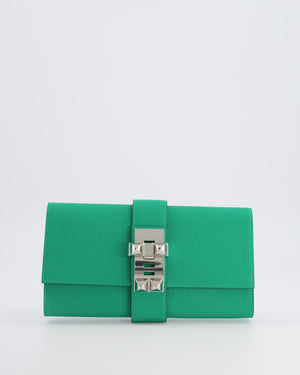 Hermès Medor Clutch 23 Bag in Menthe Chèvre Mysore Leather with Palladium Hardware