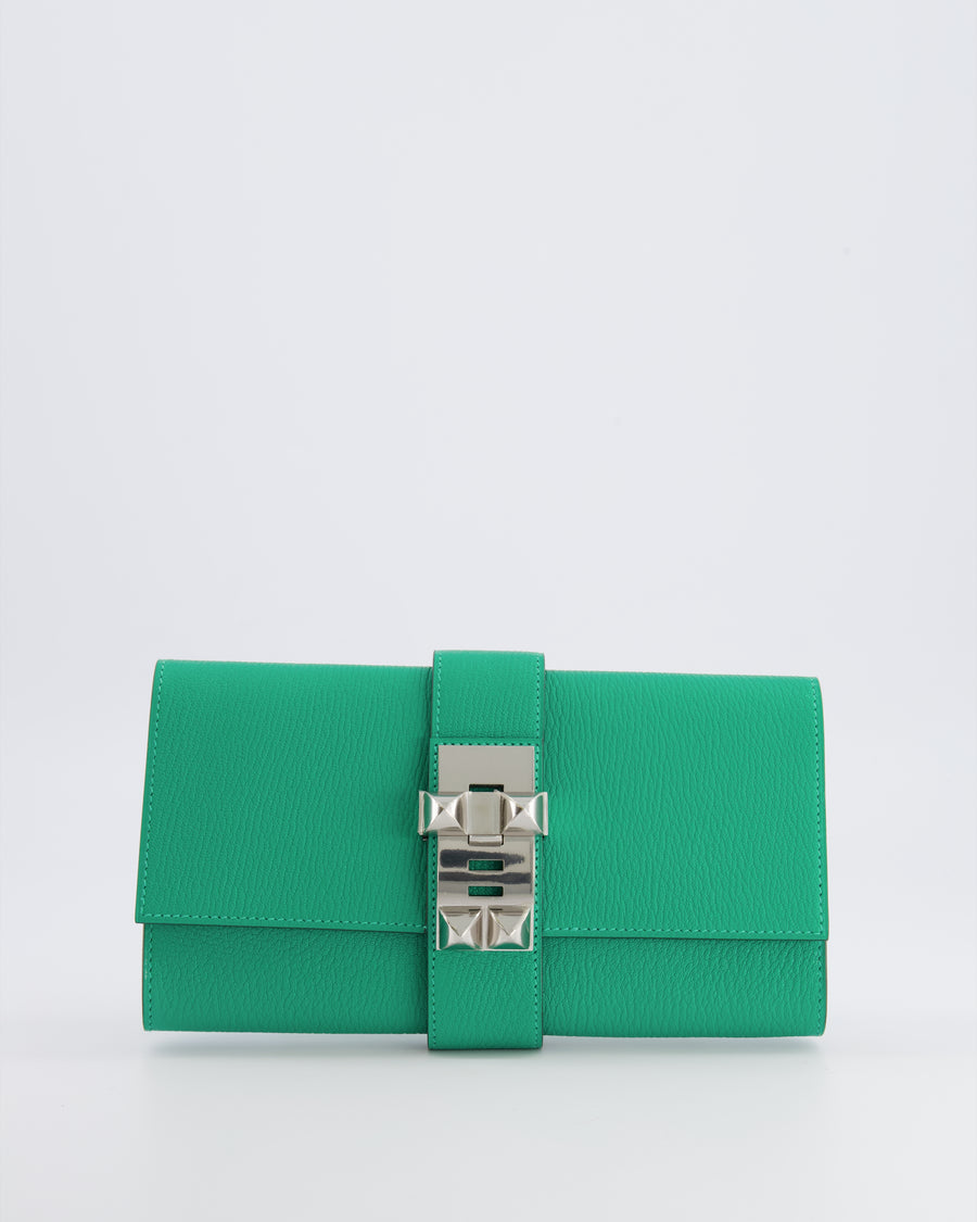Hermès Medor Clutch 23 Bag in Menthe Chèvre Mysore Leather with Palladium Hardware