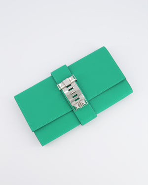 Hermès Medor Clutch 23 Bag in Menthe Chèvre Mysore Leather with Palladium Hardware