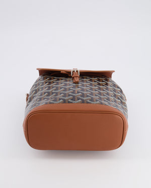 Goyard Black and Tan Alpin Mini Backpack in Goyardine Canvas and Calfskin with Silver Hardware