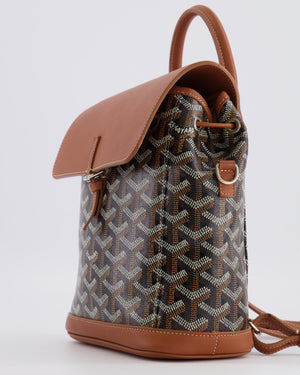 Goyard Black and Tan Alpin Mini Backpack in Goyardine Canvas and Calfskin with Silver Hardware