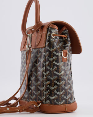 Goyard Black and Tan Alpin Mini Backpack in Goyardine Canvas and Calfskin with Silver Hardware