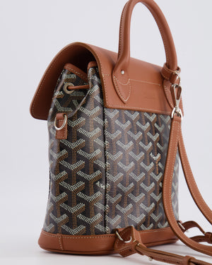 Goyard Black and Tan Alpin Mini Backpack in Goyardine Canvas and Calfskin with Silver Hardware