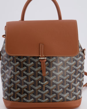 Goyard Black and Tan Alpin Mini Backpack in Goyardine Canvas and Calfskin with Silver Hardware