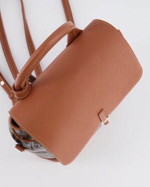 Goyard Black and Tan Alpin Mini Backpack in Goyardine Canvas and Calfskin with Silver Hardware