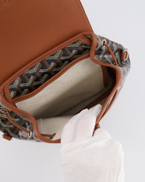 Goyard Black and Tan Alpin Mini Backpack in Goyardine Canvas and Calfskin with Silver Hardware