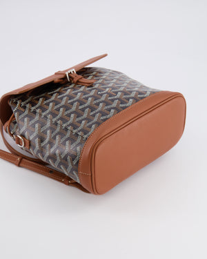 Goyard Black and Tan Alpin Mini Backpack in Goyardine Canvas and Calfskin with Silver Hardware