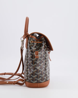Goyard Black and Tan Alpin Mini Backpack in Goyardine Canvas and Calfskin with Silver Hardware