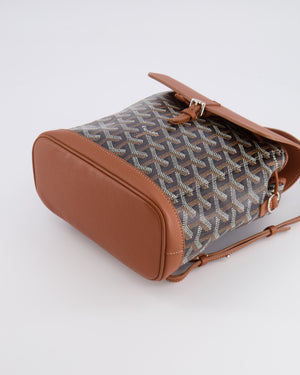 Goyard Black and Tan Alpin Mini Backpack in Goyardine Canvas and Calfskin with Silver Hardware