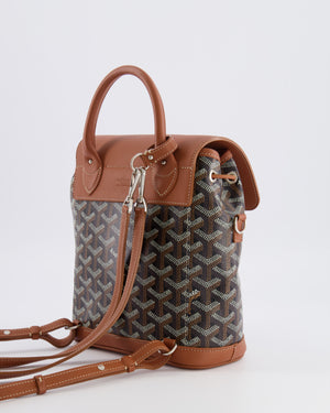 Goyard Black and Tan Alpin Mini Backpack in Goyardine Canvas and Calfskin with Silver Hardware