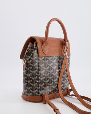 Goyard Black and Tan Alpin Mini Backpack in Goyardine Canvas and Calfskin with Silver Hardware