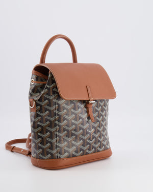 Goyard Black and Tan Alpin Mini Backpack in Goyardine Canvas and Calfskin with Silver Hardware