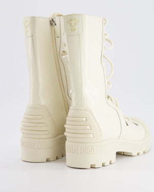 Christian Dior Cream Leather Dioriron Combat Boots with Back Logo Detail Size 38