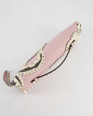 Valentino Pink Rockstud Kimono 1997 Clutch with Gold Hardware