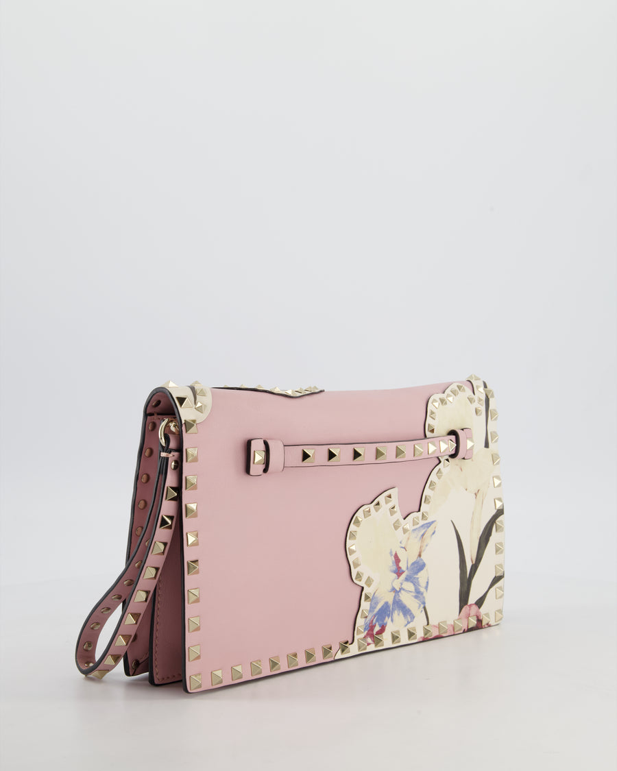 Valentino Pink Rockstud Kimono 1997 Clutch with Gold Hardware