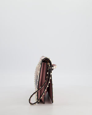 Valentino Pink Rockstud Kimono 1997 Clutch with Gold Hardware
