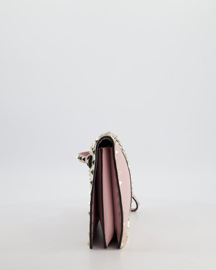 Valentino Pink Rockstud Kimono 1997 Clutch with Gold Hardware