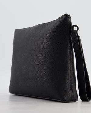 Louis Vuitton Black Takeoff Pouch in Grained Calfskin Leather with Black Hardware