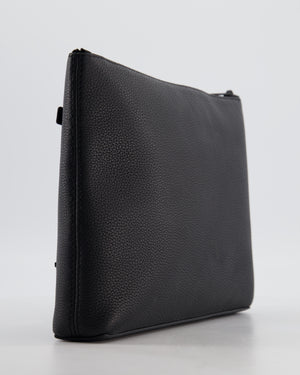 Louis Vuitton Black Takeoff Pouch in Grained Calfskin Leather with Black Hardware