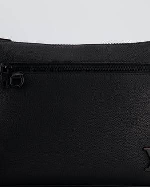 Louis Vuitton Black Takeoff Pouch in Grained Calfskin Leather with Black Hardware