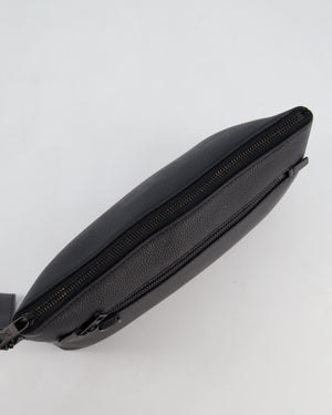 Louis Vuitton Black Takeoff Pouch in Grained Calfskin Leather with Black Hardware