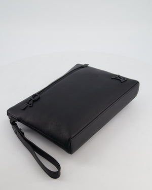 Louis Vuitton Black Takeoff Pouch in Grained Calfskin Leather with Black Hardware