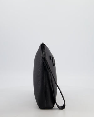 Louis Vuitton Black Takeoff Pouch in Grained Calfskin Leather with Black Hardware
