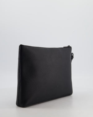 Louis Vuitton Black Takeoff Pouch in Grained Calfskin Leather with Black Hardware