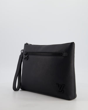 Louis Vuitton Black Takeoff Pouch in Grained Calfskin Leather with Black Hardware