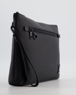 Louis Vuitton Black Takeoff Pouch in Grained Calfskin Leather with Black Hardware