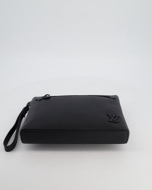 Louis Vuitton Black Takeoff Pouch in Grained Calfskin Leather with Black Hardware