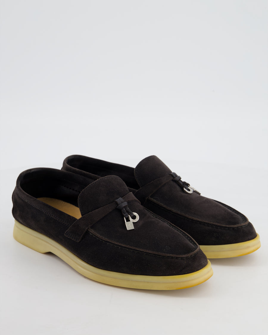 Loro Piana Black Suede Summer Charm Walk Size EU 37