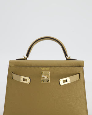 *RARE* Hermès Mini Kelly II 20 Bag in Poussiere Epsom Leather with Permabrass Hardware
