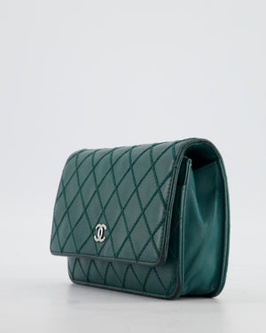 Chanel Forest Green Wallet on Chain Bag in Lambskin Leather with Silver Hardware
