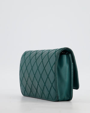 Chanel Forest Green Wallet on Chain Bag in Lambskin Leather with Silver Hardware