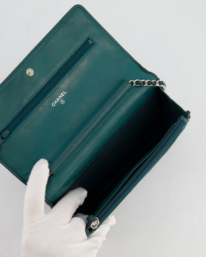 Chanel Forest Green Wallet on Chain Bag in Lambskin Leather with Silver Hardware