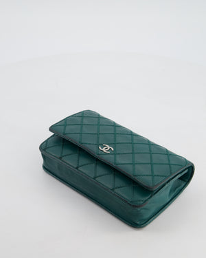 Chanel Forest Green Wallet on Chain Bag in Lambskin Leather with Silver Hardware