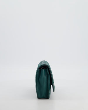 Chanel Forest Green Wallet on Chain Bag in Lambskin Leather with Silver Hardware