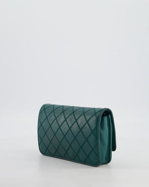 Chanel Forest Green Wallet on Chain Bag in Lambskin Leather with Silver Hardware